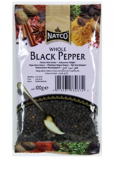 NATCO  BLACK PEPPER WHOLE 100G