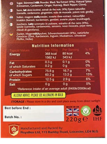 ROYAL CHAI MASALA  CHAI (SWEETENED )220g