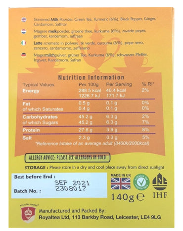 ROYAL CHAI TURMERIC  CHAI (UNSWEETENED)140g