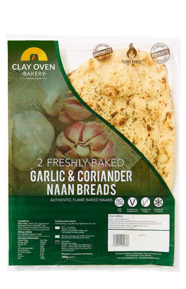 CLAY OVEN BAKERY GARLIC & CORIANDER NAAN BREADS 360g