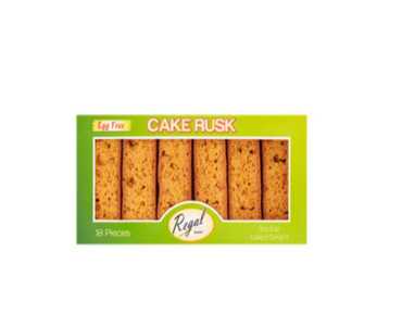 REGAL BAKERY EGG FREE CAKE RUSK 18PCS