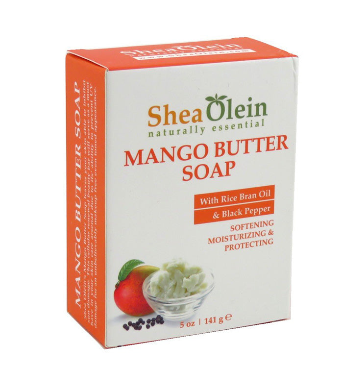 SHEA OLEIN MANGO BUTTER SOAP WITH RICE BRAN OIL AND BLACK PEPPER 141G