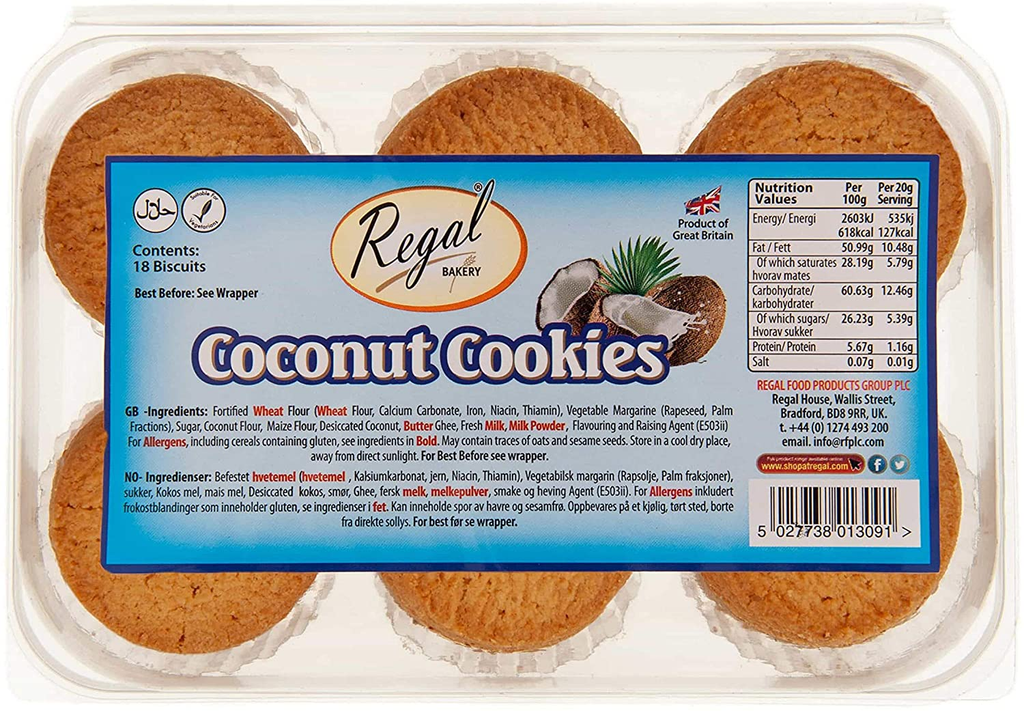 REGAL BAKERY COCONUT COOKIES (EGG FREE) 18'S